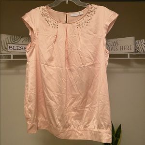 New York & Co. Blush Top with Rhinestone Accents
